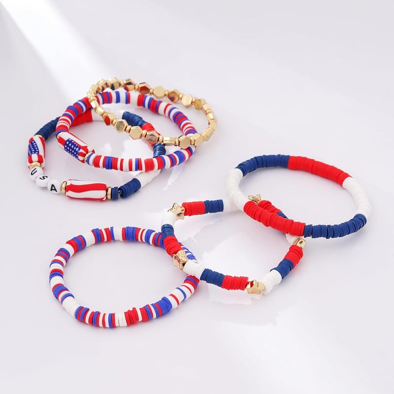 GOOJIDS Surfer Heishi Clay Bead Bracelets for Women Bohemian Stackable Gold Plated Beaded Stretch Bracelets Elastic Layering Friendship Bracelets Set Boho Jewelry - Image 3